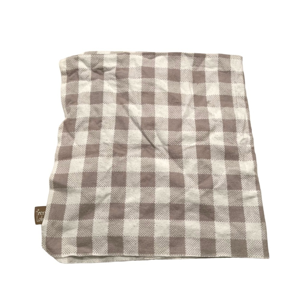 Trend Lab Baby Burp Cloth Beige White Gingham Plaid Raw Hem 100% Cotton